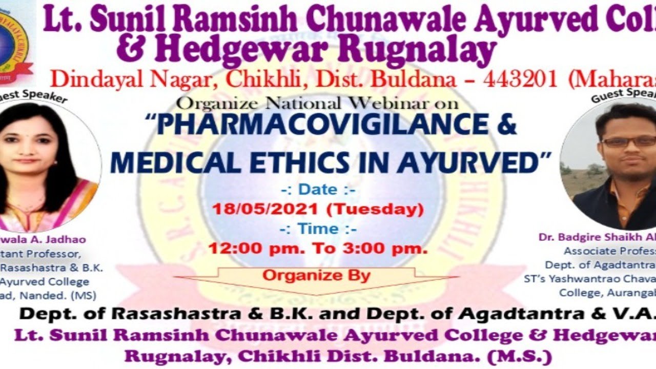 National webinar poster on pharmacovigilance and medical ethics in Ayurveda